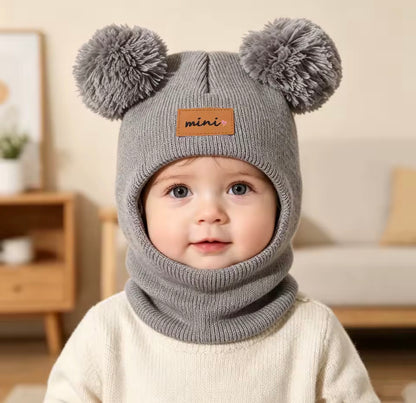 Cute Bear Pom Pom Baby Winter Hat