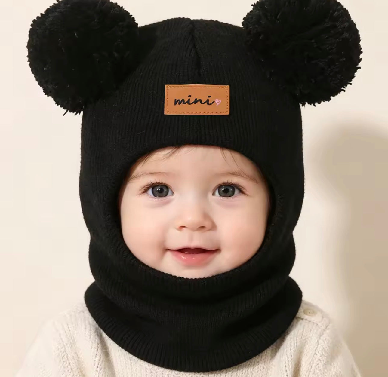 Cute Bear Pom Pom Baby Winter Hat