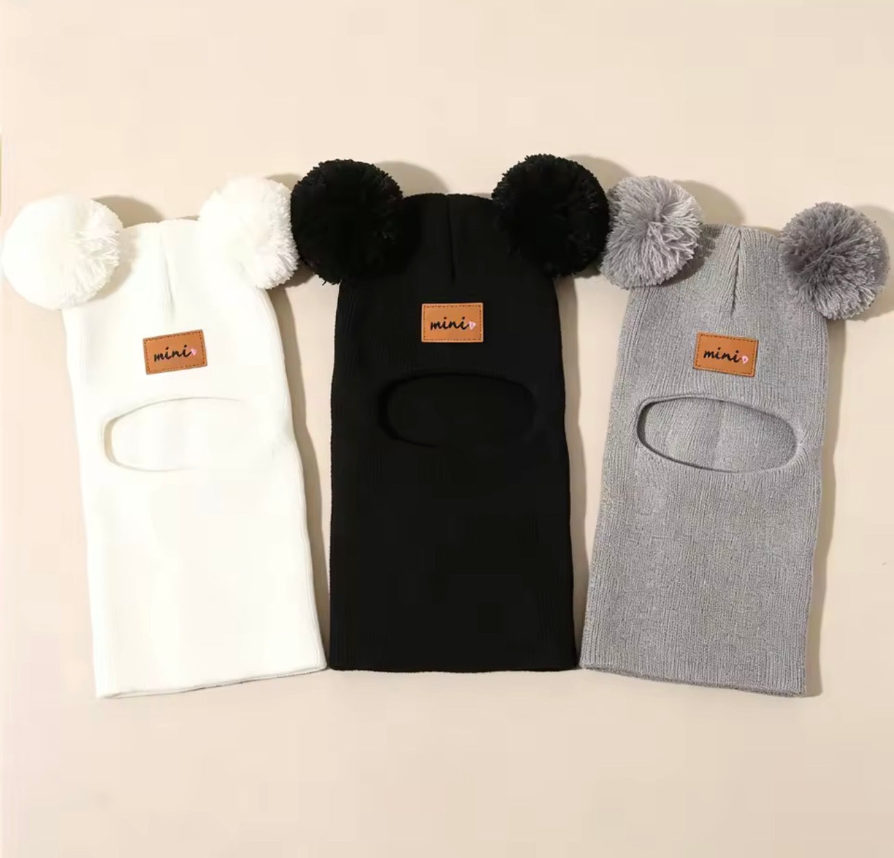 Cute Bear Pom Pom Baby Winter Hat