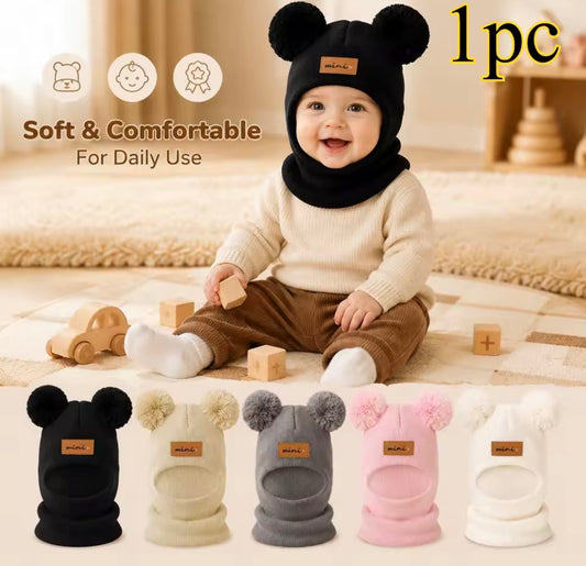 Cute Bear Pom Pom Baby Winter Hat